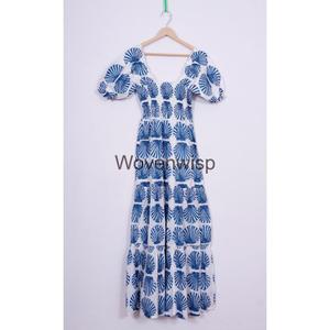 Nouvel été décontracté coton Maxi robe imprimé fleuri à manches courtes taille naturelle-Sexy fête porter 6XL sur mesure pour les mariages - Product Image 4