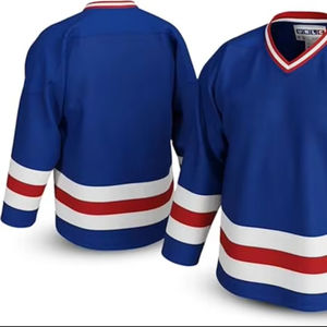 Maillot de hockey sur glace à col en V de haute qualité 100% polyester, respirant et brodé, fabriqué au Pakistan, personnalisable avec le nom de l'équipe - Product Image 1