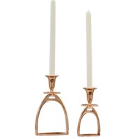 Ensemble de 2 élégants porte-bougies en métal or rose, design unique en forme d'étrier de cheval, faits à la main, décoration moderne pour la maison de Noël