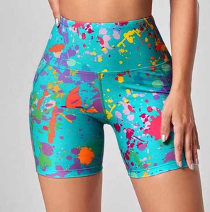 Pantalones cortos de motorista acanalados elásticos de cintura alta para mujer, mallas deportivas suaves y cómodas, sin costuras, cintura alta - Product Image 5