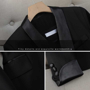 ชุดสูททรงสลิมฟิตแจ็คเก็ตพร้อมผ้ายืด2ชิ้นกระดุมแถวเดียวสำหรับผู้ชาย - Product Image 5