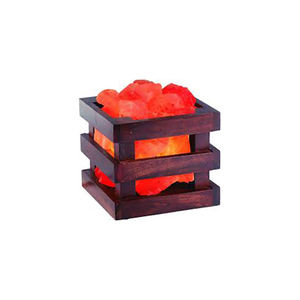 Auténtica pirámide tallada a mano lámpara de sal del Himalaya luz suave decoración del hogar con Base de madera tallada estilo amor cesta pieza artesanal - Product Image 5