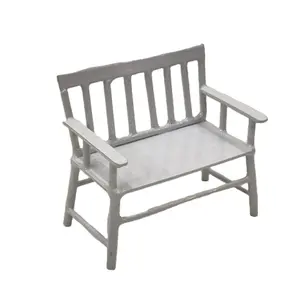 Banco de Metal en miniatura para niños, silla de casa de muñecas, muebles en miniatura de color blanco, 1:12 - Product Image 1