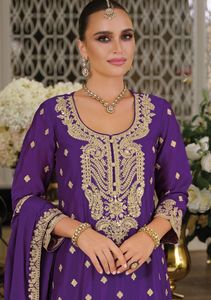 Designer Chinon Avec Broderie Salwar Costume Femme Fabricant De Mode De Surat À Bon Marché - Product Image 6