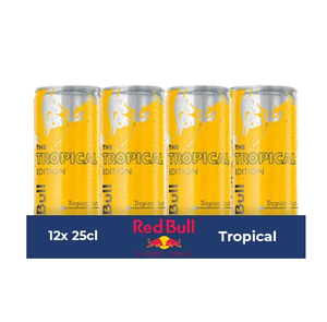Pack de 12 canettes de Red Bull Energy Drink saveur fruits tropicaux, 250 ml, formule sans gluten, sans lactose et sans produits laitiers, export. - Product Image 5