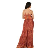 Robe longue vintage sans dos en coton et dentelle, doublure en soie, qualité supérieure, écologique, pour femme, idéale pour l'été, la plage, les soirées et les fêtes.