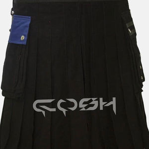 กระโปรงสั้นแนวพังค์แนวพังค์สำหรับผู้ชายพร้อมโซ่โลหะกระโปรงสั้นสไตล์โกธิคสีดำและน้ำเงินพร้อมฮาร์ดแวร์โครเมี่ยม - Product Image 5