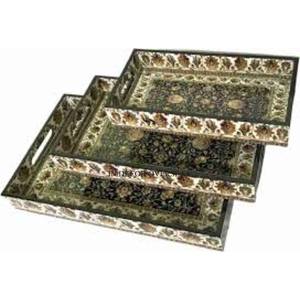 ถาดเสิร์ฟทำจากไม้และแก้วใสเคลือบผงสีดำดีไซน์เนอร์มีสไตล์ - Product Image 2