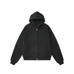 Sudadera con capucha de talla grande de lana gruesa de alta calidad, estampado de bordado frontal personalizado, 100% de algodón transpirable para hombre - Product Image 2