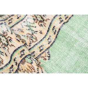 Alfombra Vintage de 1.6x7.2 pies, Alfombra Turca, Alfombra de Lana Verde Sólida - Product Image 5