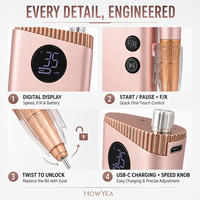 Máquina pulidora de uñas inalámbrica de 22000 RPM para manicura rusa, eliminación de gel y callosidades en los pies, 5 colores