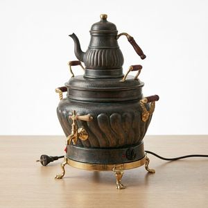 Samovar Eléctrico de Cobre Hecho a Mano Shark Anatolia de 22L con Tetera, Termostato de 2500W, Acabado Oxidado Vintage, Preparador de Té Turco - Product Image 4