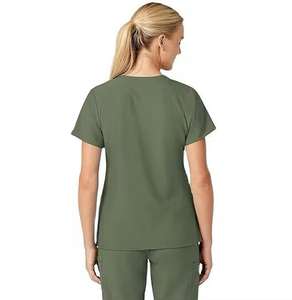 Haut d'uniforme médical en molleton 100 % coton pour femme, imprimé floqué, pour hôpital, OEM - Product Image 4