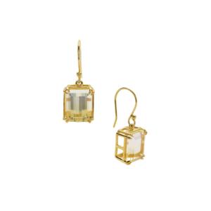 Boucles d'oreilles pendantes en quartz bicolore Sunrise, plaquées or 18 carats, argent sterling, 12,85 carats, accents de perles et de diamants, bijoux pour mariage et soirée - Product Image 1