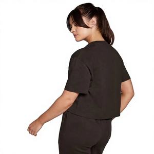 Hot Selling Womens Loose <b>Crop</b> Gym <b>T</b> <b>Shirt</b> Breathable Fabric Comfort <b>Fit</b> Training Wear For Ladies OEM Private Label - Product Image 4