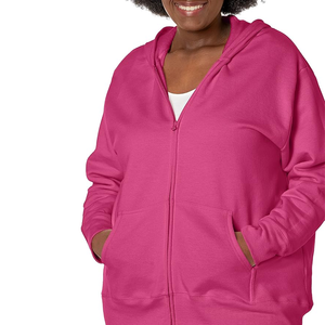 เสื้อกันหนาวมีฮู้ดแบบคลาสสิกมีซิปรูดซิปขึ้นสำหรับผู้หญิงเสื้อกันหนาวมีฮู้ดผ้าคอตตอนมีฮู้ด100% เกาหลี - Product Image 4