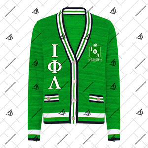 Custom Greek Iota Phi Lambda Sorority Clothing Embroidered Textured College <b>Cardigan</b> Cotton <b>Sweater</b> Greek Paraphernalia - Product Image 1