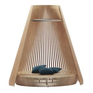 Lit de jour extérieur exquis et moderne en teck avec cadre en acier inoxydable, coussins résistants aux intempéries pour jardin, complexe hôtelier, villa - Product Image 3