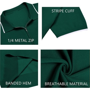 Chemises polo pour hommes de haute qualité avec fermeture éclair, impression de logo personnalisée, respirantes, polo uni, t-shirt à séchage rapide pour homme - Product Image 5