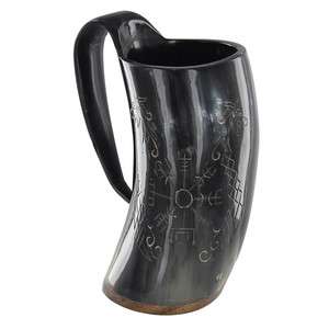 Mug en corne naturelle artisanal de qualité supérieure, personnalisé, style Viking, avec poignée sculptée sur mesure, pour fêtes - Product Image 2
