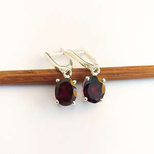 Boucles d'oreilles vintage en grenat, argent sterling 925 plaqué or, fabrication artisanale, bijoux élégants, cadeau pour femmes et filles, tendance - Product Image 5