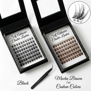 Luxuriöse Khaki-Schubladenbox für DIY-Wimpern mit individuellem Logo, 7 Tage Haltbarkeit, kleberfreie, selbstklebende koreanische Press-on-Wimpern, Cluster-Kit - Product Image 4