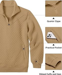 <b>Men</b> <b>Quarter</b> <b>Zip</b> Pullover Sweatshirt Long Sleeve Sweater with Pocket - Product Image 4