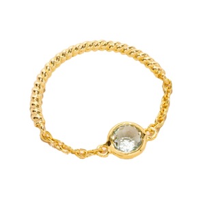 S925 14K Gold Plated Minimal Design Chain <b>Ring</b> Natural <b>Blue</b> Topaz <b>Ring</b> Customizable for Retail OEM ODM - Product Image 1