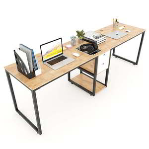 โต๊ะทำงานสำนักงานสไตล์มินิมอลโมเดิร์น รุ่น BD68064 ขนาด 240x60x75 ซม. พร้อมฐานตู้ไม้ในตัว เฟอร์นิเจอร์หรูหราสำหรับใช้งานสองคน - Product Image 1