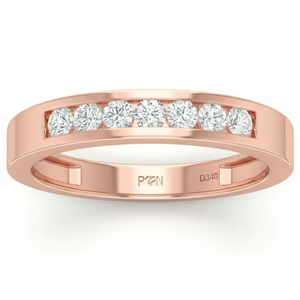 Bague de mariage moderne pour femme en or 14 carats et diamants naturels, bande de diamants à sept pierres - Product Image 4