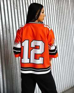 Haute qualité impression personnalisée Boxy hommes t-shirts maille surdimensionné culture Football col en v Jersey - Product Image 6