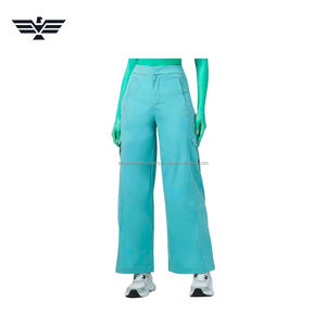 Pantalon coupe large en molleton coupe-vent pour femme, taille mi-haute, qualité supérieure |   Pantalon à coupe classique avec cordon de serrage |   Style décontracté hivernal délavé - Product Image 6