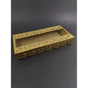 Venta al por mayor de vajilla, accesorios para servilletas, caja de pañuelos de Metal dorado Vintage para eventos de fiesta de boda, caja de almacenamiento de pañuelos - Product Image 1