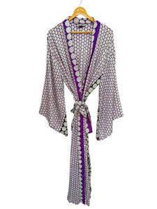 Hasta el tobillo, bata de tamaño libre, vestido de novia, vestido de maternidad, bata de regalo, ropa de fiesta en la playa, Kimono Sari de seda con estampado indio, - Product Image 2