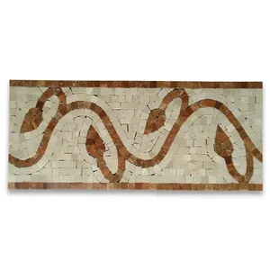 B0021P Vine Mosaico de mármol rojo Borde Listello Azulejo 5,9x13,8 Azulejos de madera pulida Premium - Product Image 1