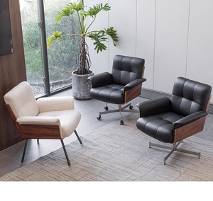 Chaise de bureau de direction moderne à dossier haut, réglable en hauteur, base métallique, accoudoirs fixes, ergonomique, pivotante, pour ordinateur - Product Image 6