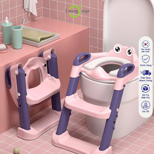 Siège d'apprentissage de la propreté pour enfants SB Tech avec échelle, motif grenouille de dessin animé, rose et violet, fabriqué au Vietnam - Product Image 4