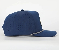 Gorra Snapback impermeable de poliéster ajustada azul marino, gorras de Golf con logotipo de Parche de goma para hombre, gorra de béisbol cortada con láser de fábrica de Vietnam