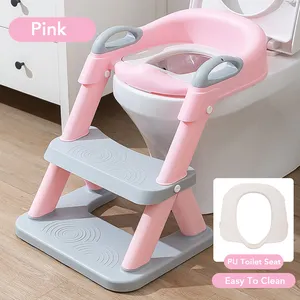 Tangga lipat 3 dalam 1 bahan PU lembut, tangga toilet bayi untuk duduk toilet bayi