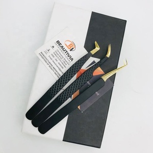 Pinzas profesionales para extensión de pestañas de acero inoxidable y Oro Negro, Punta puntiaguda, agarre fuerte, etiqueta privada sostenible - Product Image 5