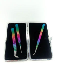 Nouvelle botte Volume Multi poudre revêtement Pro droit 45 degrés mince Extension de cils pince à épiler japonais en acier inoxydable outil de beauté - Product Image 3