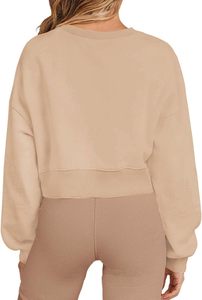 เสื้อสเวตเชิ้ตครอปทรงบ็อกซี่ คอกลม ผ้าฝ้าย 100% น้ำหนัก 360 กรัม พิมพ์ลายตามสั่ง สำหรับผู้หญิง โลโก้ด้านหน้า ผลิตจากผ้าฟลีซเป็นมิตรกับสิ่งแวดล้อม เหมาะสำหรับฤดูใบไม้ร่วง - Product Image 4