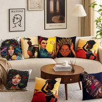 Siyah Afrikalı Kadın Yastık Kılıfı Yumuşak Polyester Altın Sanat Portresi Minder Kılıfı Kanepe için Dekoratif Yastık Kılıfı