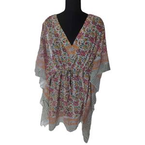 Bloc imprimé sans manches Maxi coton indien Maxi robes pour femmes KFCS190 coton été Maxi robe 100% organique porter concepteur - Product Image 1