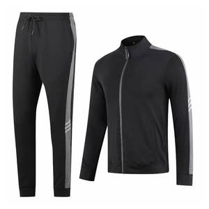 Vêtements de sport pour hommes Ensemble deux pièces avec fermeture éclair et pantalon de couleur unie Ensemble de jogging de sport pour hommes Ensembles 2 pièces de vêtements de sport - Product Image 1