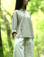 Hauts en lin pour femmes dames Vintage chemise lin Vintage vêtements lin Blouses décontractées à manches longues Boho haut grande taille vêtements