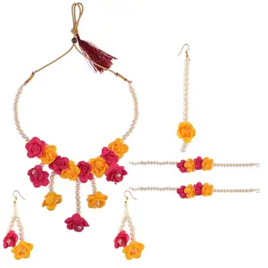 印度Haldi花领项链套装印度制造商珠宝手工批发珠宝新娘印度珠宝套装