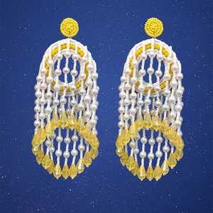 Pendientes de oro empanado de estilo europeo y americano con diseño Amarillo Blanco, venta al por mayor, pendientes de cuentas occidentales, conjunto bohemio - Product Image 1