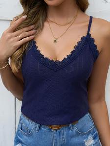 เสื้อชั้นในสตรีลูกไม้คอวีลำลองใหม่ฤดูร้อนเท่และระบายอากาศได้สีบริสุทธิ์เรียบง่ายเหมาะสำหรับสวมใส่ในชีวิตประจำวันในช่วงฤดูร้อน - Product Image 2