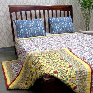 Luxury Organic Cotton Queen Size Quilt Hand Block Printed Trending New <b>Quilted</b> <b>Bed</b> <b>Spread</b> with Quality Assurance for Hotels - Product Image 6